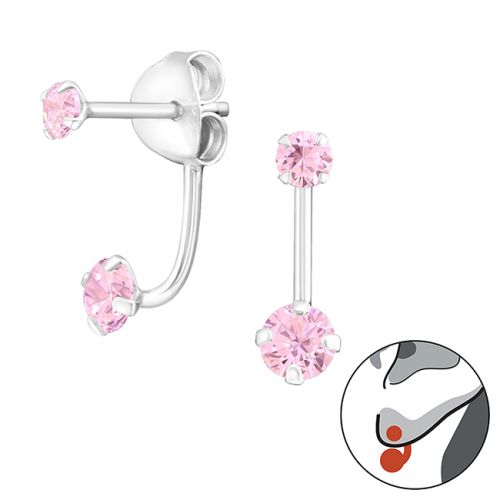 Ear Jacket Korvakorut Hopea Pink Cubic Zirconia.