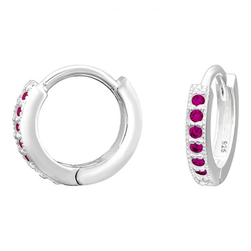 Korvarenkaat Hopea Huggies with CZ Ruby.