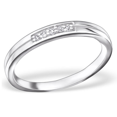 Hopeasormus Zirkoneilla "Silver Classic Round Ring with Cubic Zirconia"