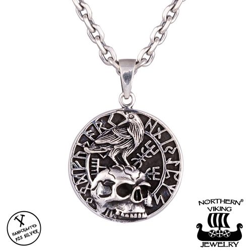 Northern Viking Jewelry® Kaulakoru Hopea Vegvisir Raven And Skull.