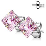 Pienet Korvakorut 3 mm ja 4 mm Pink Princess Cut Square CZ.