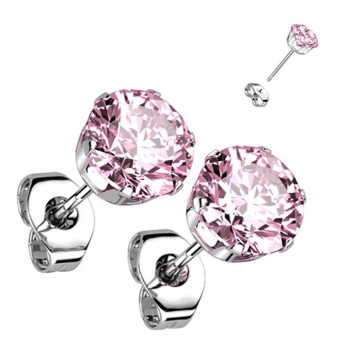 Pienet Korvakorut 3 mm ja 4 mm Pink Round CZ.