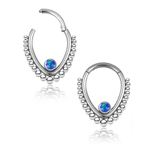 Septum Rengas Saranalla Oval Crystal 1,2 mm. Väri Opal Blue.